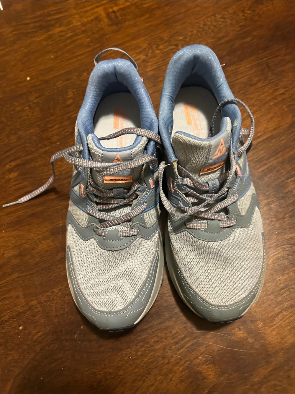 New Balance Kids Sneakers in Light Blue and Gray with Peach Accents